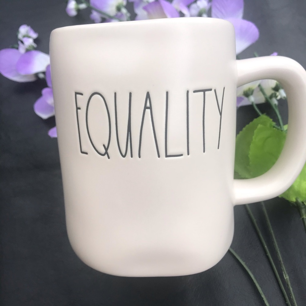 Rae Dunn EQUALITY Ivory coffee or tea mug new.
